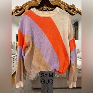 SHEIN Vibrant Orange and Purple Striped Sweater